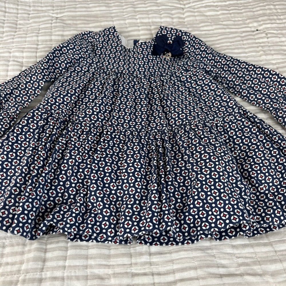 Mayoral sz 18m Toddle Dress Long Sleeve Twirly Ruffles Blue Red
